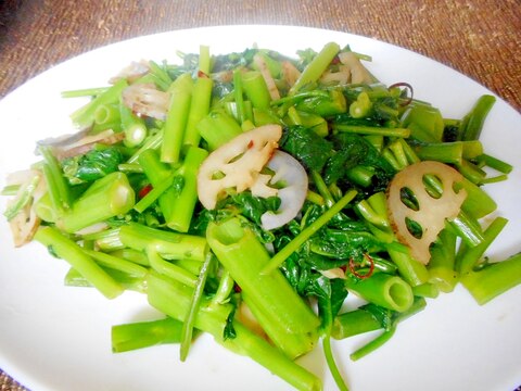 空芯菜とレンコンの炒め物